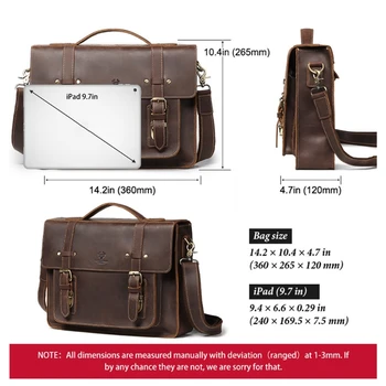 

Men Vintage Briefcase Shoulder Messenger Bag Leather Satchel Crossbody Bags