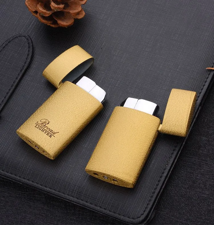 Ultra-thin Portable Metal Lighters Frosted Red Flame Inflatable Windproof Lighter Fashion Men and Women Cigarette Lighter