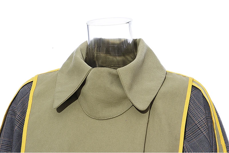 CHICEVER Patchwork Hit Color Women's Trench Coat Lapel Collar Long Sleeve High Waist With Sashes Female Windbreaker New