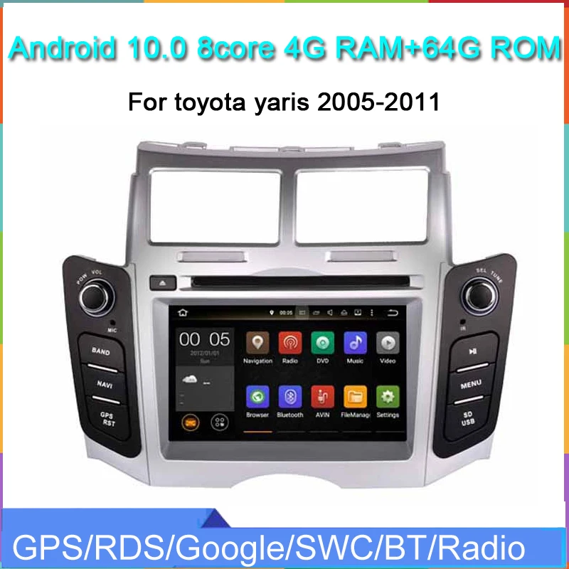 Android 10 0 Восьмиядерный 4G RAM автомобильный dvd плеер для yaris 2005 2011 Автомобильный аудио