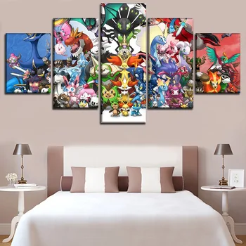 

Full Round Drill Cross Stitch Home Decor Diamond 5 Pcs Pictures Anime Embroidery Painting Pokemon Elves Handmade Wall Sticker