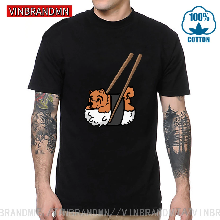 Мужская футболка Chow с изображением собак японская забавная Kawaii Nigiri суши топы в