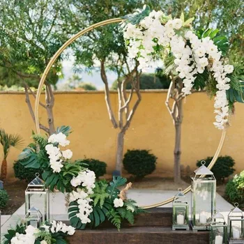 

2M Wedding Background Arch Circle Wrought Iron Shelf Decorative Props DIY Round Party Stage Setting Shelf Flower with Frame