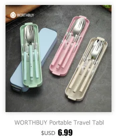 WORTHBUY портативный набор посуды из нержавеющей стали, дорожная посуда с коробкой для малыша, набор столовых приборов для пикника, набор кухонных принадлежностей