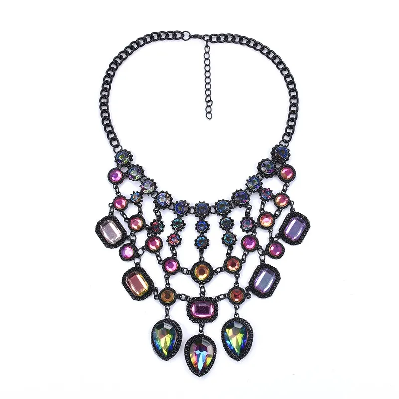 

Bohemian Luxury Crystal Statement Necklace Choker Collier Bijoux Multicolor Big Brand Wedding Jewlery