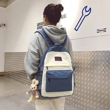 

2020 new contrast color school bag junior high school college student campus backpack girl large capacity backpack