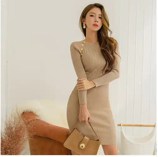 beige dress for wedding guest