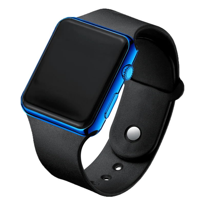 blue Новинка,, цифровые Часы с силиконовым ремешком, красный светодиодный, Часы с металлической рамкой, наручные Часы, спортивные Часы, мужские Часы, спортивные Часы - Цвет: blue