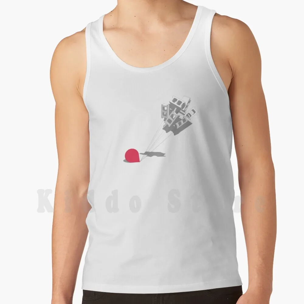 Blowining In The Wind Canotte Gilet 100% Palloncini In Cotone Blocchi Di Cemento Blocchi Di Cemento Vento Galleggiante Mattone Di Cemento Rosso