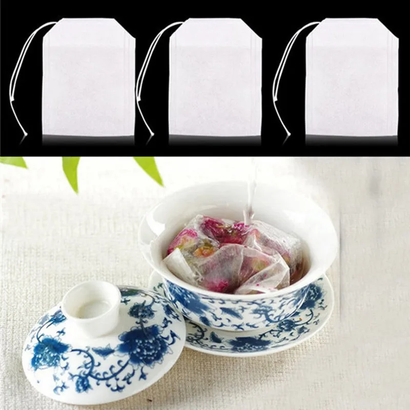 

HIFUAR 100 Pcs Tea Bags Bags For Tea Bag Infuser With String Heal Seal 5.5 x 7CM Sachet Empty Tea Bags Filter Paper Teabags