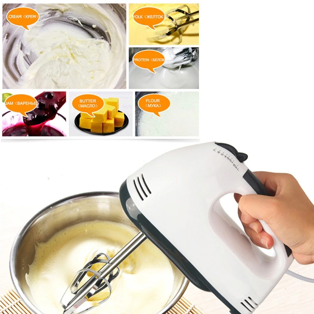 

7 Speed Dough Egg Beater Electric Cream Whisk Noodle Mixer Automatic Frother Foamer Blender Machine with Yolk Separator US Plug