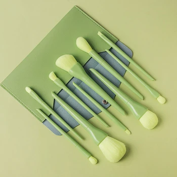 

10PCS Makeup Brushes Sets Powder Foundation Blusher Eyeshadow Brush Candy Green Pink Blue Sliver Cosmetic Colorful Make Up Brush