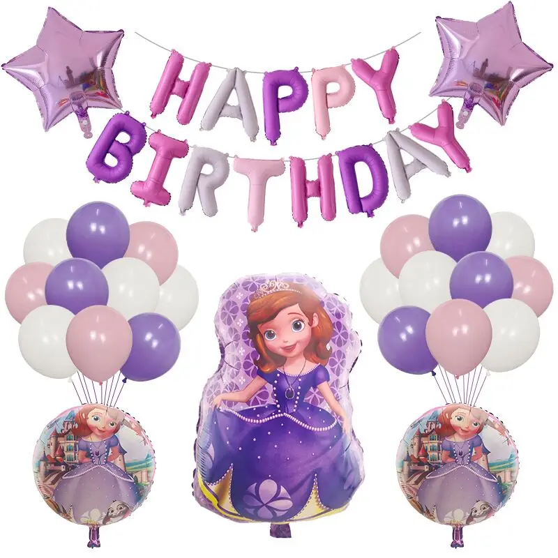 1 комплект большой Принцесса София тематические вечерние Декор воздушные шары с гелием на день рождения, свадьбу, Вечерние Розовые латексные воздушные шарики, детские игрушки детского дня рождения