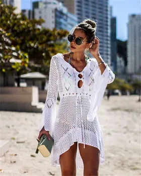 

Fashion bikini outer cover-out hollow sunscreen horn sleeve beach blouse bikini outer cover-up sweater swimsuit female