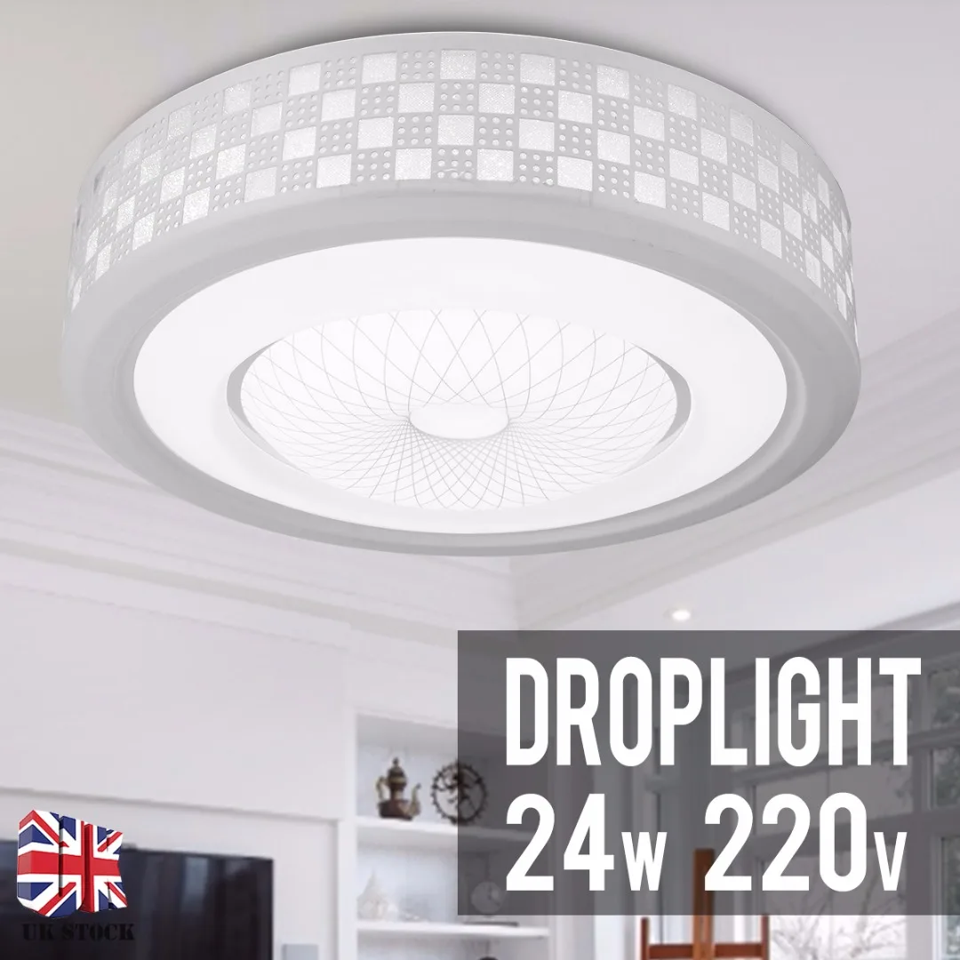 

Bright Round LED Ceiling Down Light Kitchen Bathroom Bedroom Surface Mount Wall Lamp Cool White 42*12cm 24W 220V