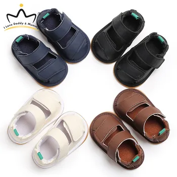 

New Soft PU Leather Boys Sandals Summer New Solid Baby Shoes For Boy Girl Anti-slip Soled Toddler Shoes Newborn First Walkers