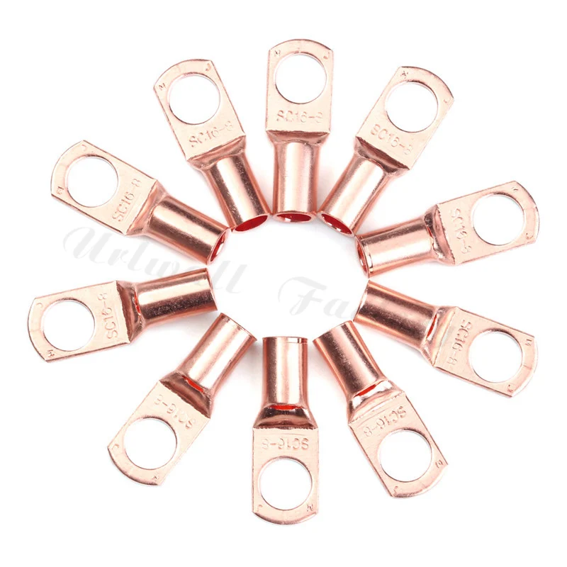 10Pcs SC16-8 Copper Ring Terminals Connector Cable Lugs Eyelet Splice Battery Bolt Hole | Обустройство дома