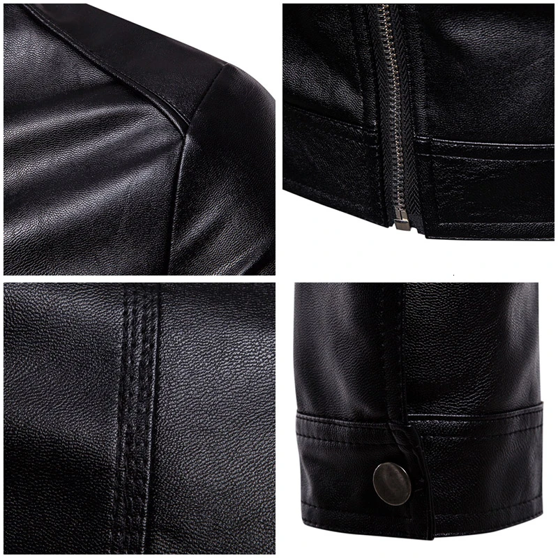 Slim Winter Leather Jacket Men Biker Black Fashion Men Jacket Autumn Faux Leather Jackets Male Coats Brand Clothing