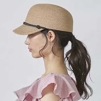 

Fibonacci 2020 New Casual Summer Straw Baseball Cap Hat for Women Rope Decoration Fine Grass Fashion Snapback Cap