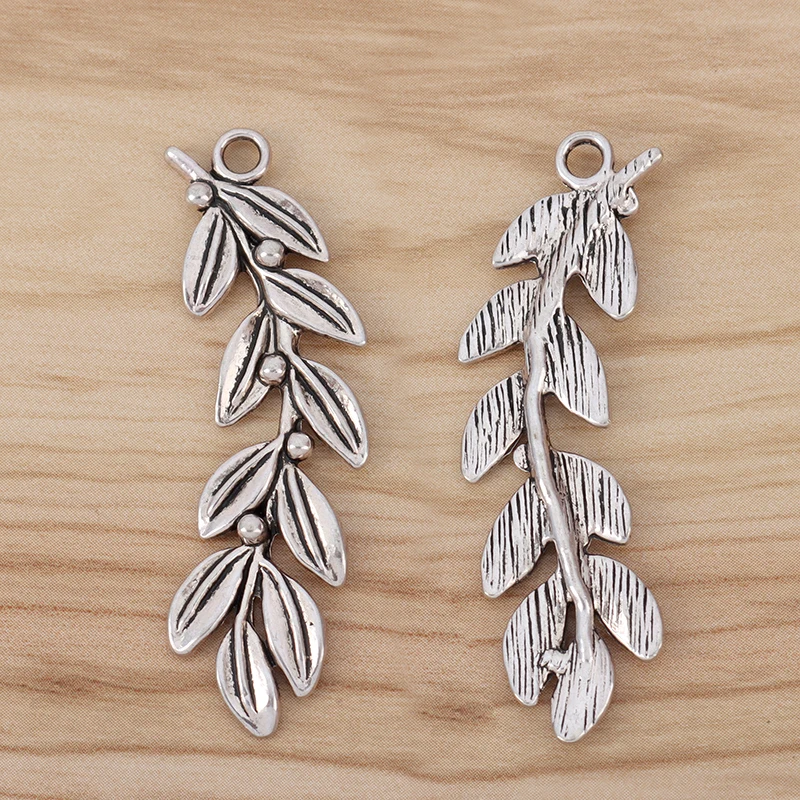 Подвески в виде веточки с листьями для изготовления украшений фурнитура 52x14 мм 10