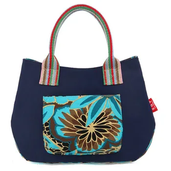 

Ladies Handbags Canvas Bag Ladies Ethnic Color All-match Fabric Mother Middle Age Bag Handbag