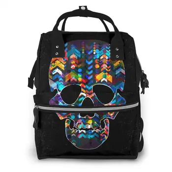 

Abstract Skull Nappy Backpack Mummy Bag Large Capacity Mom Baby Multi-function Waterproof Outdoor Travel Diaper Bag