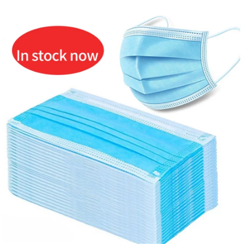 

3-Layer Medical Surgical Mouth Mask Disposable Face Masks with Elastic Ear Loop Breathable Comfortable Filter Safety Mask for Pe