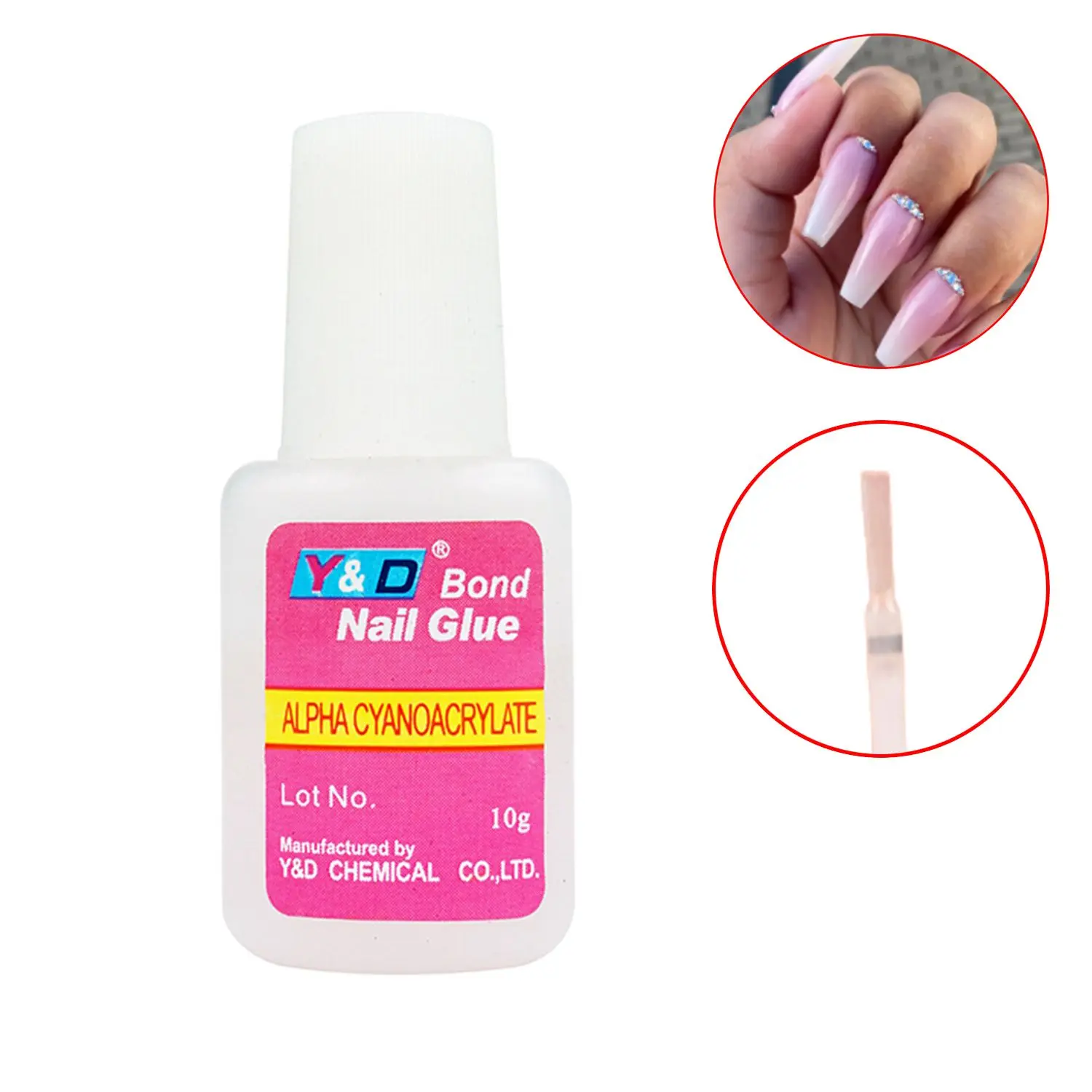 10G Professional Nail Art Glue With Brush Acrylic Rhinestones