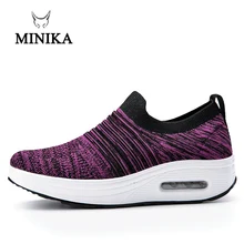 Женская Тонизирующая обувь; Тканевая обувь на платформе для танцев; коллекция года; летние дышащие спортивные кроссовки; ультралегкие женские туфли для похудения без застежки