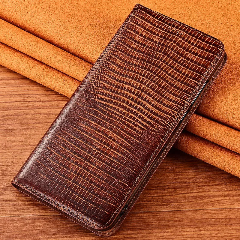 Коричневый Чехол-книжка Lizard из натуральной коровьей кожи для Apple iPhone 11 Pro Max 11Pro Max, чехол-подставка для iPhone11 Pro - Цвет: Коричневый