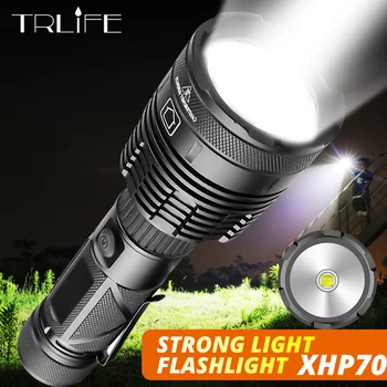 

NEW USB Rechargeable LED Flashlight XHP70 Lanterna LED Torch Camping Lamp With Pen Holder Safety Hammer Self Defense Use 26650