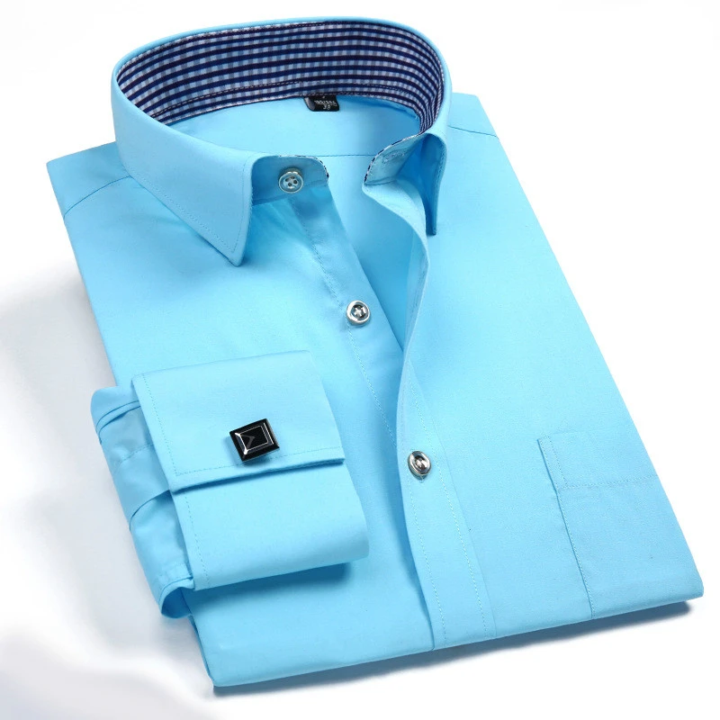 Camisa de manga larga con botones para mancuernas francesas a rayas, informales, blancas, para primavera|Camisas informales| - AliExpress