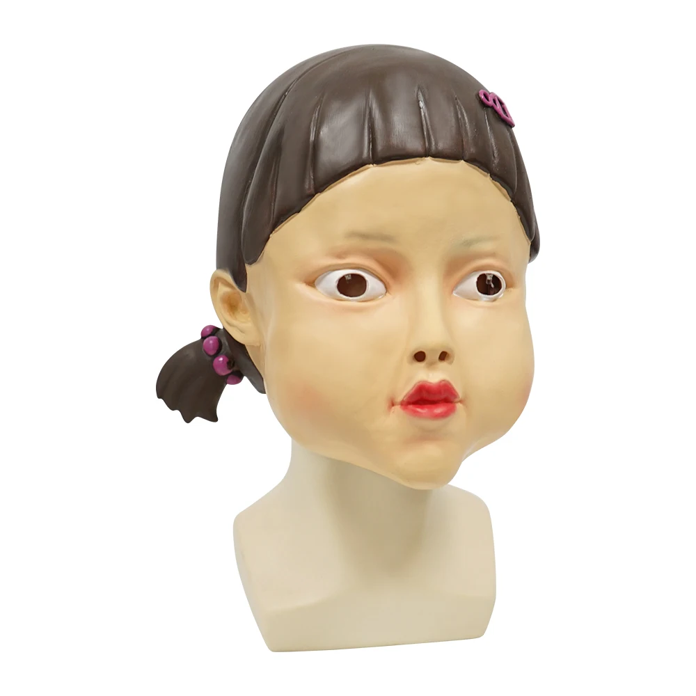 TV Show Squid Game Robot Girl Latex Mask Halloween Party Puppet Doll