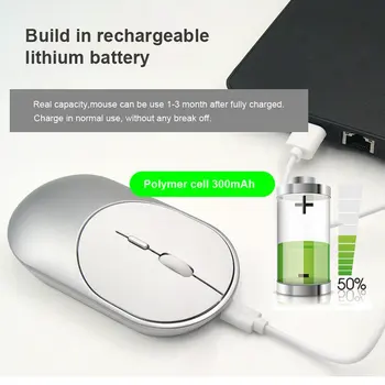 

Bluetooth 5.1+2.4G Wireless Dual Mode Rechargeable Ultra Thin Mouse Optical USB Gaming Computer Charing Mause for Mac Ipad PC