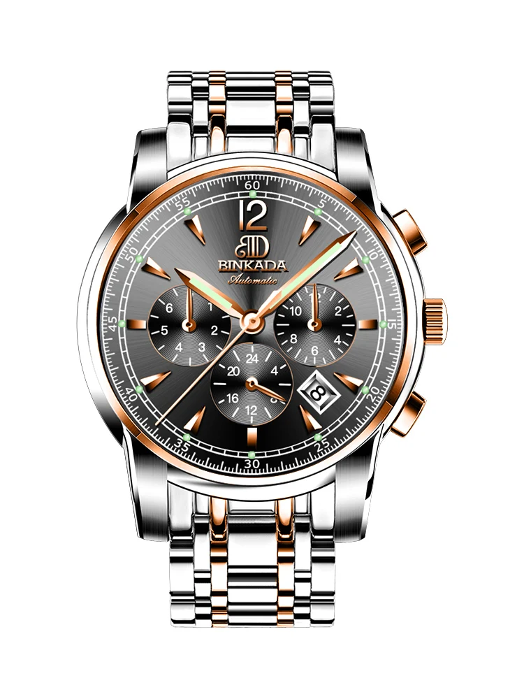 

Binkada Men's Watch Large Dial Mechanical Watch Full Automatic Fashion Hollow Out Waterproof Luminous Leisure Trend Men's Watch