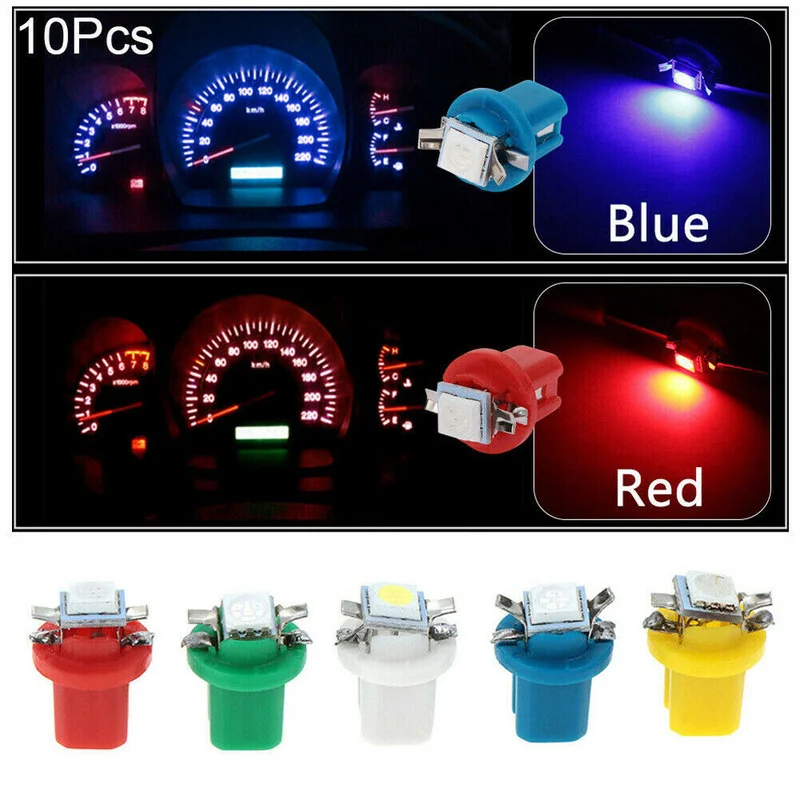 

10PCS 12V T5 B8.5D 5050 SMD LED Lamp Car Panel Gauge Speedo Dash Bulb Auto Dashboard Instrument Cluster Light Bulbs Accessories