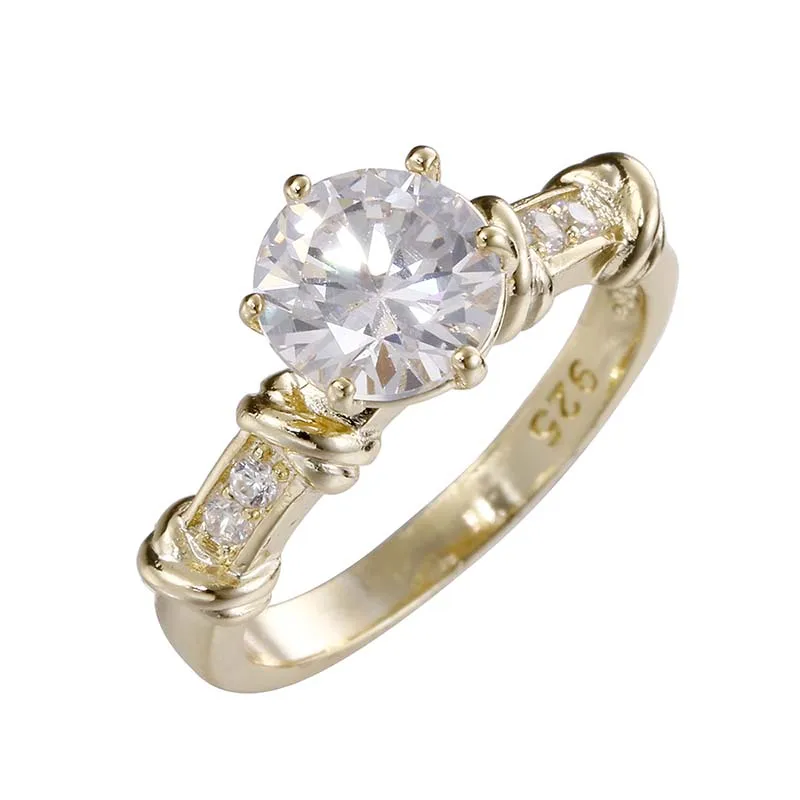 Роскошный женский круглый перстень модный камень циркон кольцо белое золото Заполненные ювелирные изделия обещания обручальные кольца для женщин Anillos - Цвет основного камня: CR3450