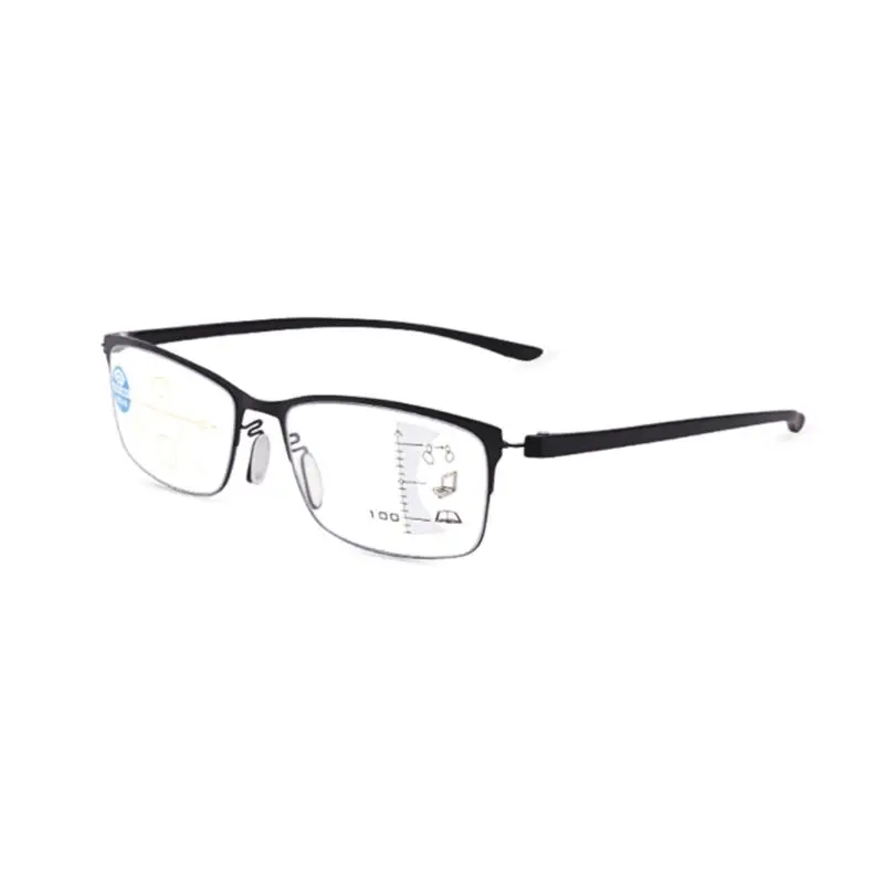 Модные новые мужские и женские прогрессивные мульти фокус очки для чтения сплав анти-синие пресбиопические очки футляр для очков+ 1,0~+ 3,5