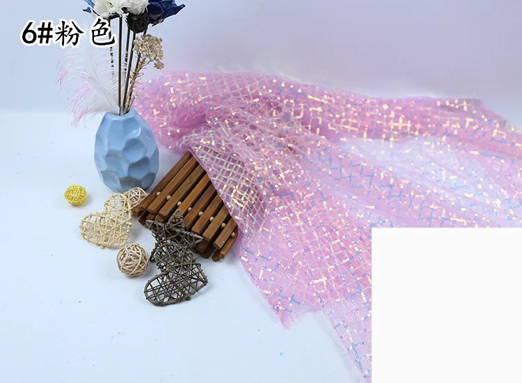 150 см* 100 см голографическая клетчатая сетчатая ткань с Блестками одежда лазерное свадебное украшение из ткани сетка Марля симфония фоновая ткань - Цвет: pink