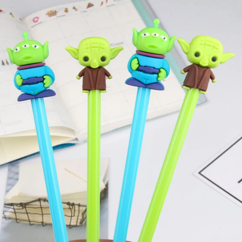 

New cartoon ET saucerman black 0.5mm needle gel pen Student homework blue writing neutral pen Office signature pen gift