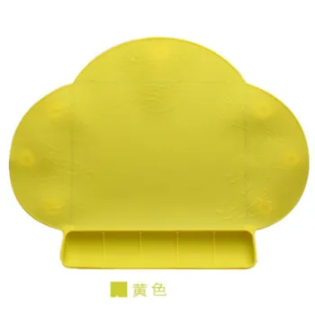 

Baby Bib Table Mat Silicon Safety Plate Sucker Slip Resistant Baby Bib Solid Color Kid Tableware Bowl Waterproof One Piece