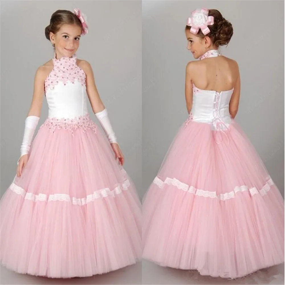 Великолепное платье с цветочным узором для девочек милое платье из тюля без рукавов с открытой спиной для девочек, детские торжественные платья для причастия, дня рождения