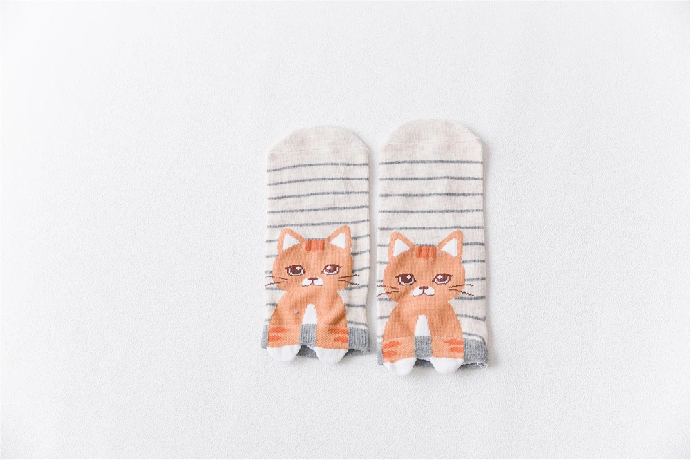 Милые носки до щиколотки с 3D когтями для девочек; милые носки в горошек в полоску с котенком; стереоскопический Ушастый сокен