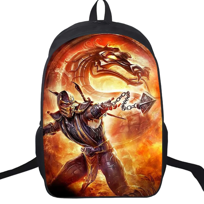 

Школьные ранцы Scorpion In Mortal Kombat X Mask, школьный рюкзак для мальчиков и девочек 16 дюймов, детский дорожный подарочный