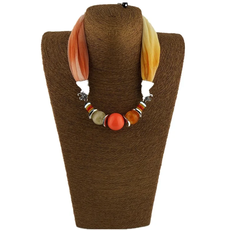 New Women Colorful Wrap Scarf Multi-style Decorative Jewelry Necklace Pendant Scarf Hijabs Femme Head Scarves 3