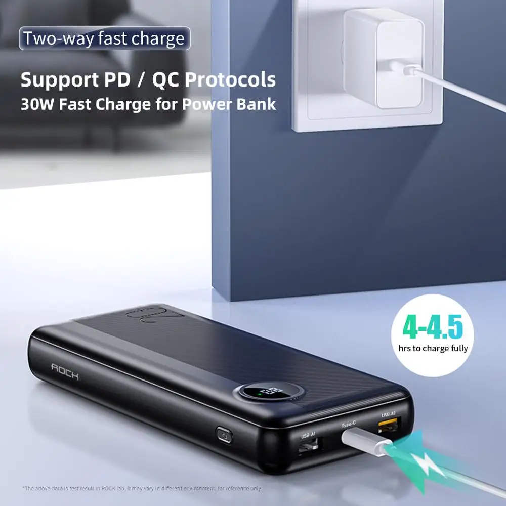ROCK 20000 мАч Внешний аккумулятор USB C PD Быстрый 3,0 63 Вт Портативный внешний аккумулятор зарядное устройство светодиодный дисплей внешний аккум... ROCK 20000 мАч Внешний аккумулятор USB C PD Быстрый 3,0 63 Вт Портативный внешний аккумулятор зарядное устройство светодиодный дисплей внешний аккум...