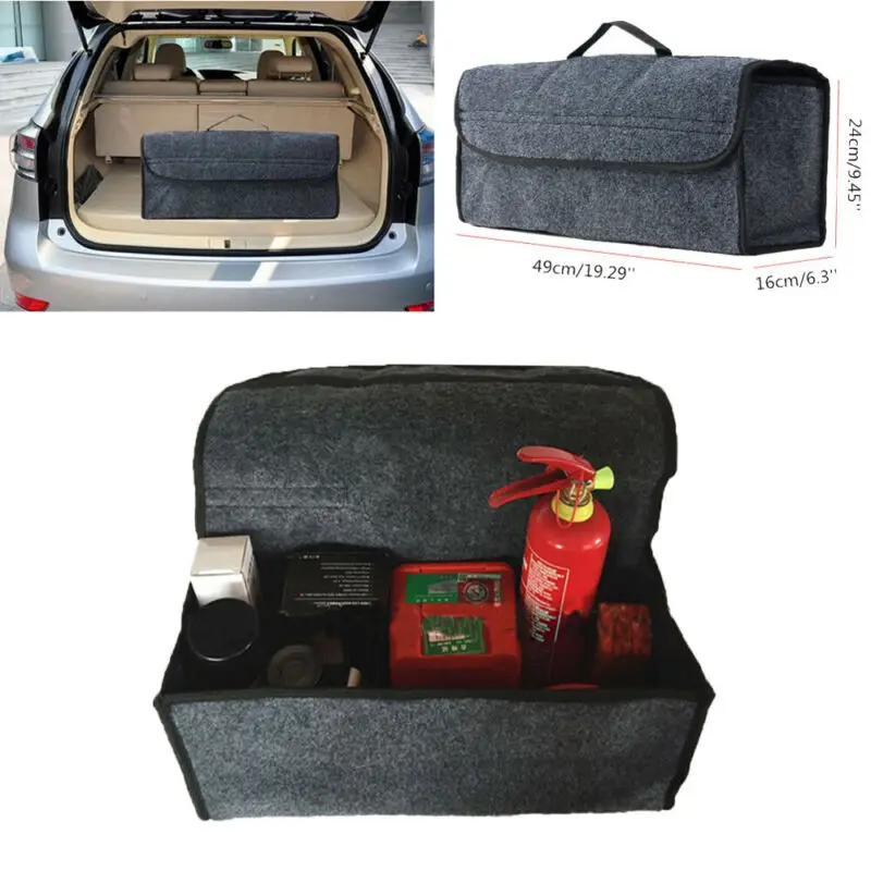 

Grey Large Anti Slip Car Trunk Boot Storage Organiser Case Tool Bag Holder Universal Auto Stowing Tidying Bags Tote Box Case