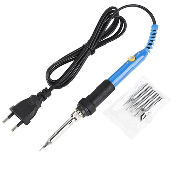 

Adjustable Temperature Electric Soldering Iron 220V 60W EU Plug Welding Solder Rework Station Heat Pencil 5pcs Tips Repair Tool