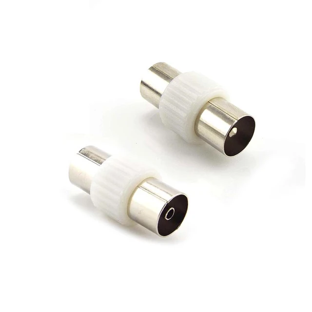 Conector recto coaxial metálico para antena TV macho