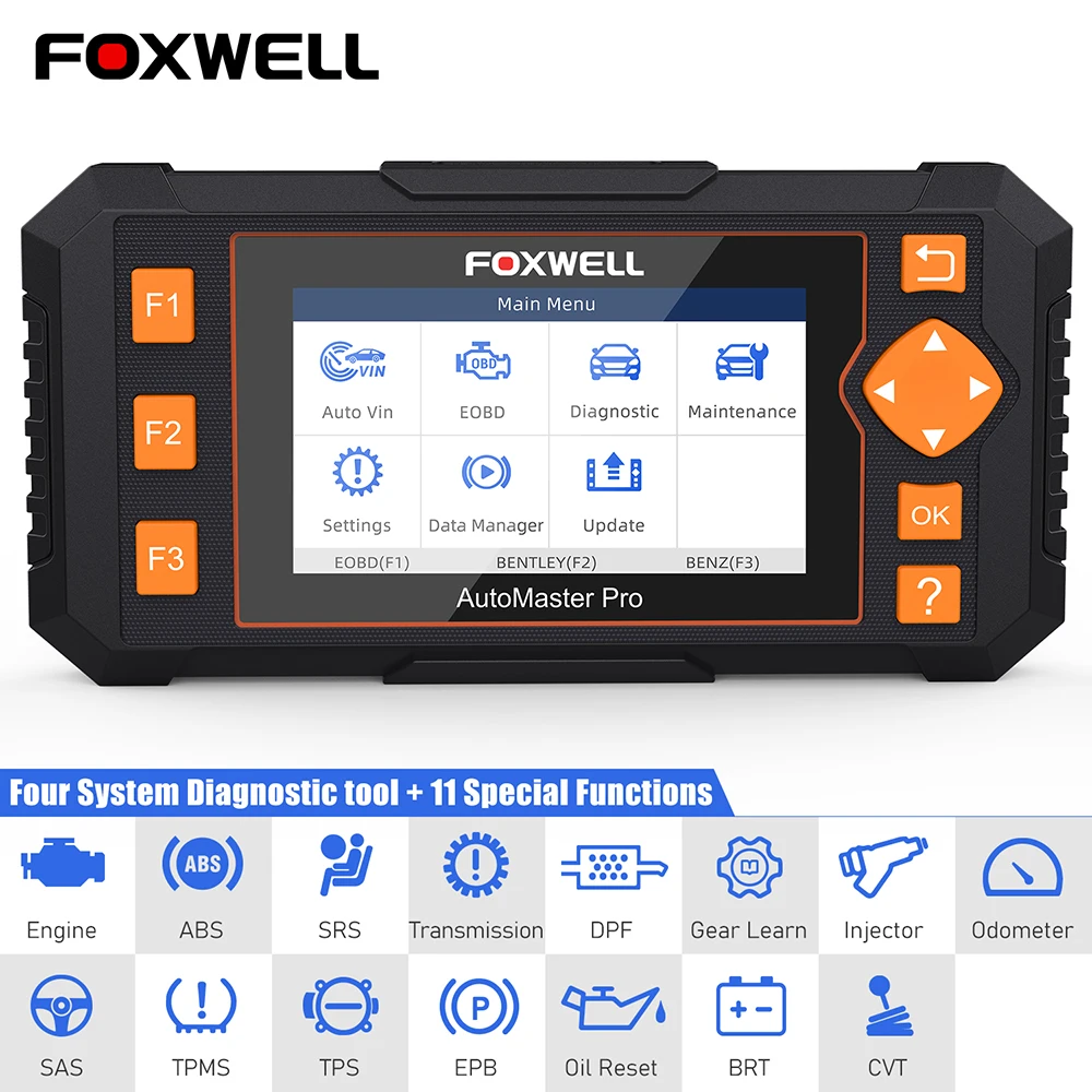 Foxwell NT634 OBD2 автомобильный сканер четыре системы EPB Oil DPF Reset 11 специальные функции OBD